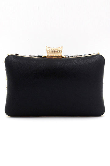 Black Beaded Shoulder Chain Evening Clutch